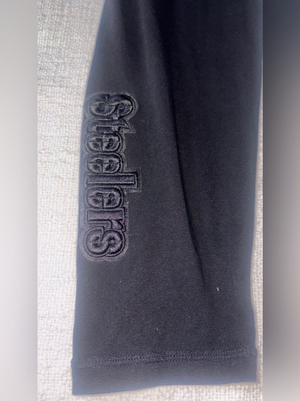 Luxury Athletic Collection -  Black Steelers Embroidered Logo Leggings